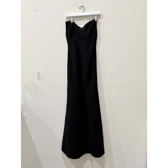 Herve Leger Strapless Bandage Formal Cocktail Long Dress Black Womens Size Small - Picture 2 of 6